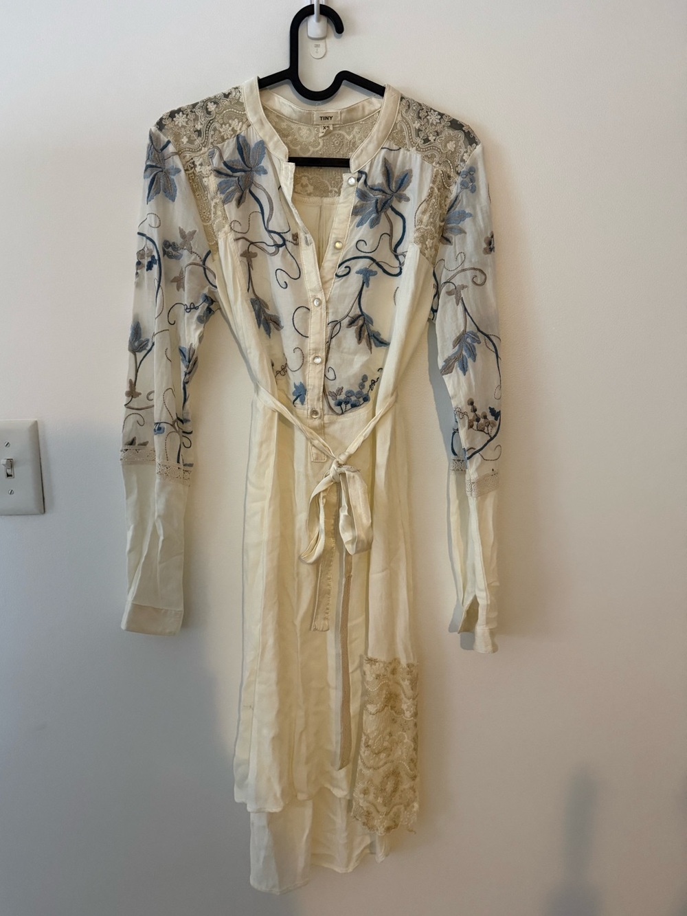Anthropologie Tiny Amarante Embroidered Shirtdress